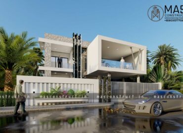 white luxury modern elevation design at belgaum city karnataka designed by mas construct